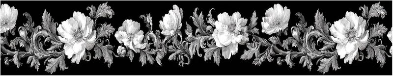 IOHEFY Black White Floral Wallpaper Border 196x4 Inch Removable Wall Border Peel and Stick Rose Flower Design for Bedroom Bathroom Living Room Kitchen Wall Trim Decor Elegant Vintage Style - Image 2